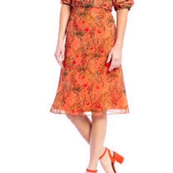 NWT Gianni Bini Candance print peach midi floral skirt size 4 - Picture 5 of 6